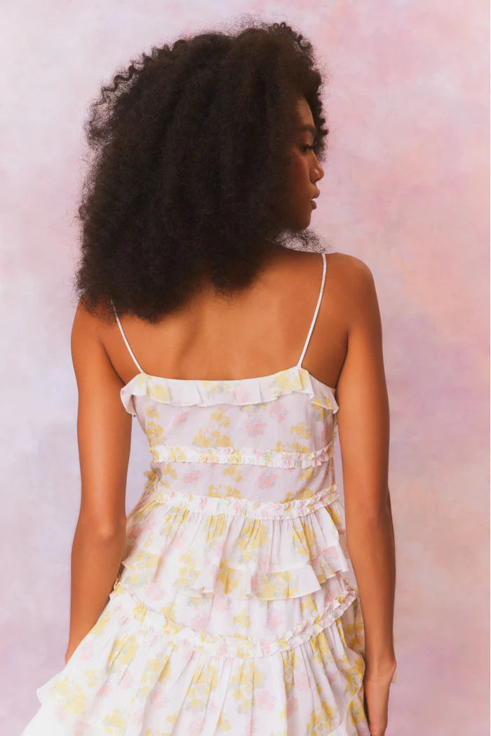 Lavetta Cotton Voile Dainty Tie Cami Top - Sherbert Sunrise