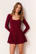 Lavender Stretch Pointelle Mini Dress - Spiced Berry