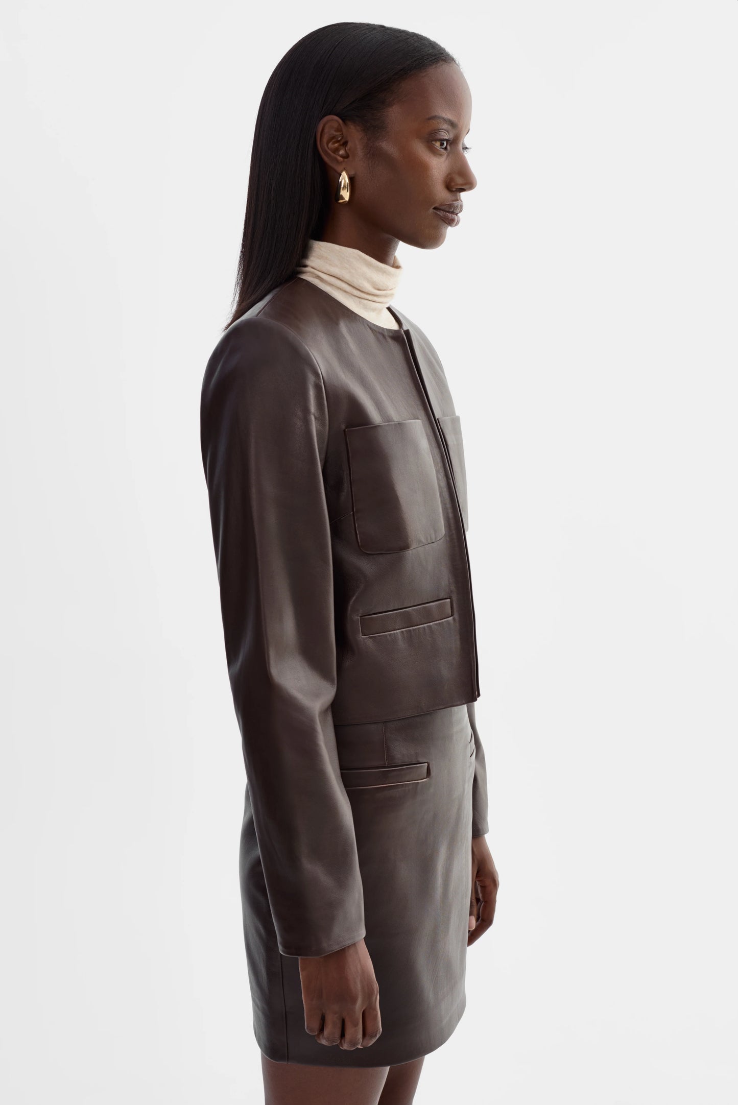Linette Leather Jacket - Dark Brown