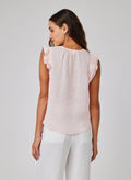 Linen Ruffle Sleeve Top - Pastel Pink