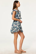 Luca Top - Indigo Teal Blooms Chiffon