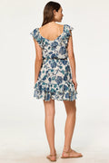 Luca Top - Indigo Teal Blooms Chiffon