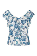 Luca Top - Indigo Teal Blooms Chiffon