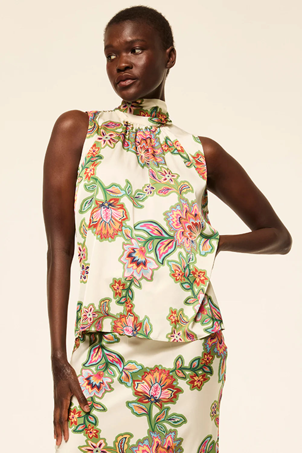 Luka Top - Floral Lattice Satin