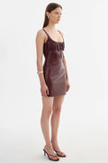 Malika Faux Leather Dress - Burgundy