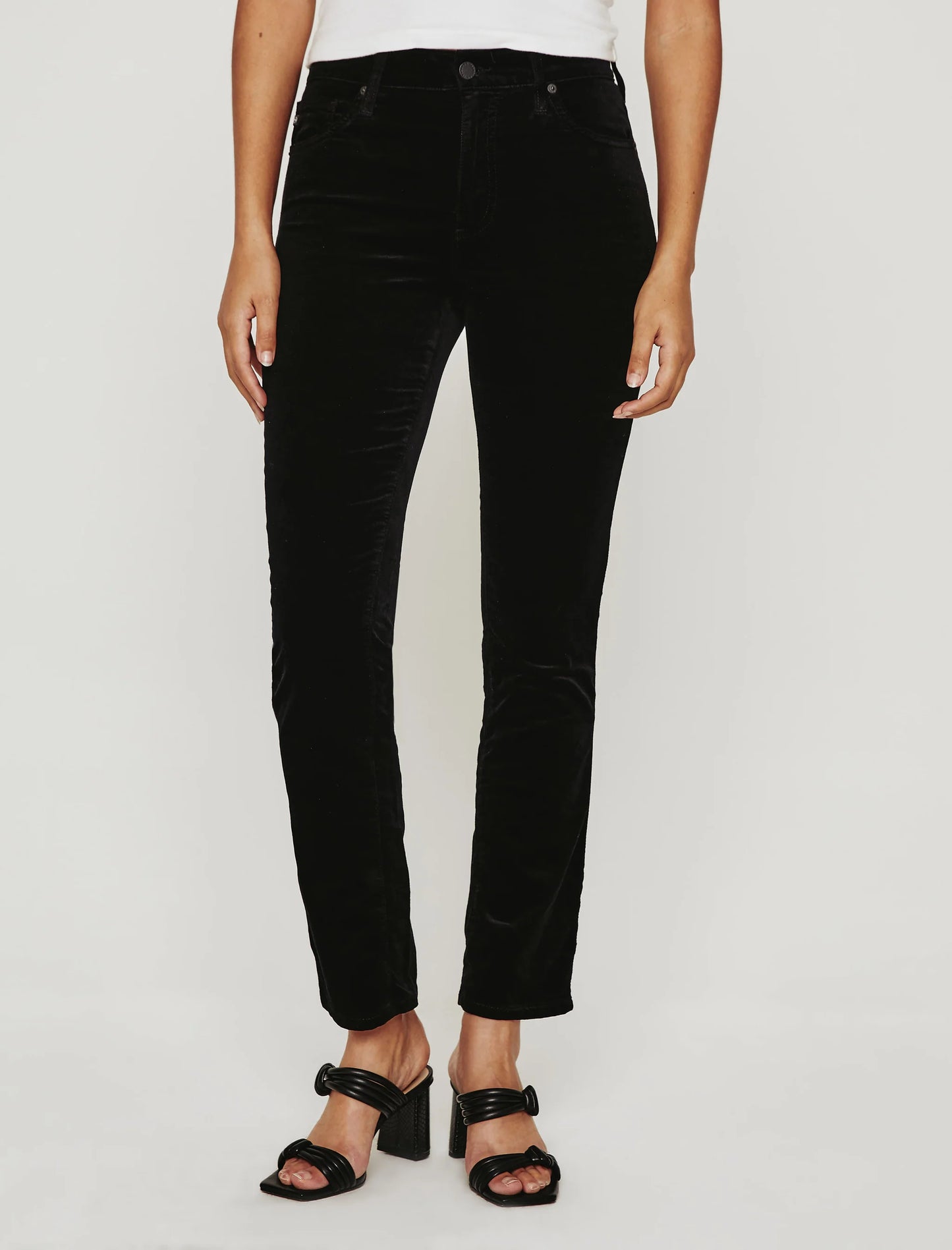 Mari Velvet High Rise Slim Straight - Super Black