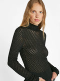 Mesh Lace Turtleneck - Noir