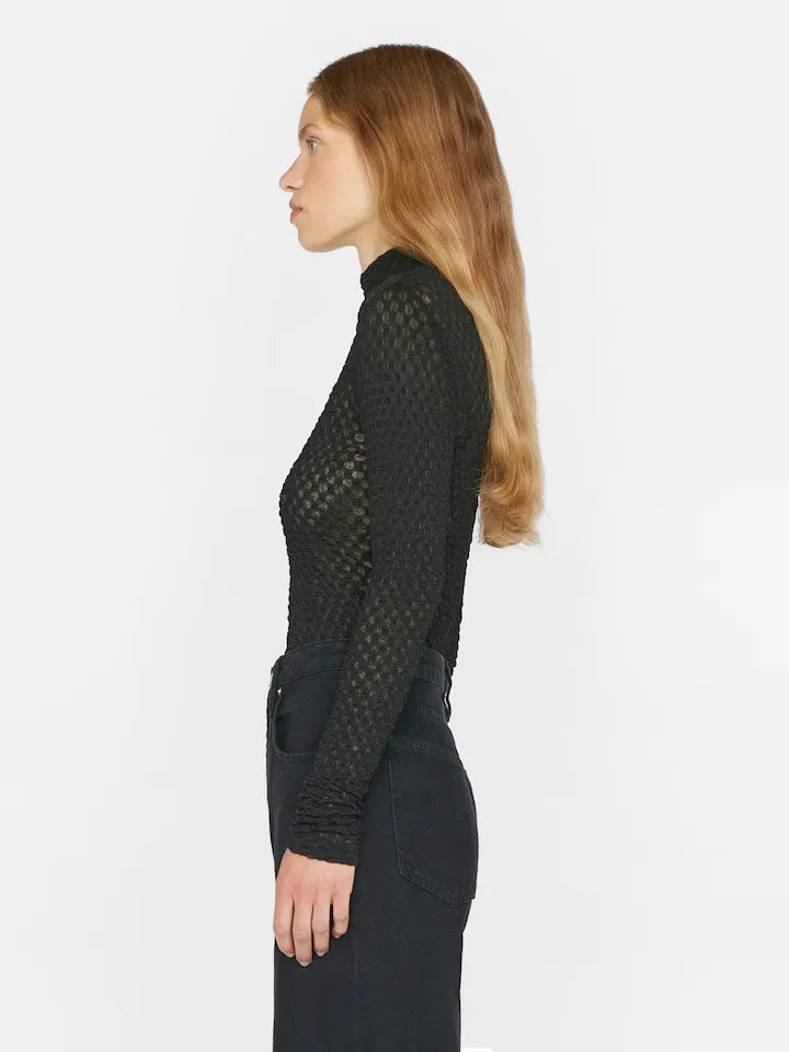 Mesh Lace Turtleneck - Noir