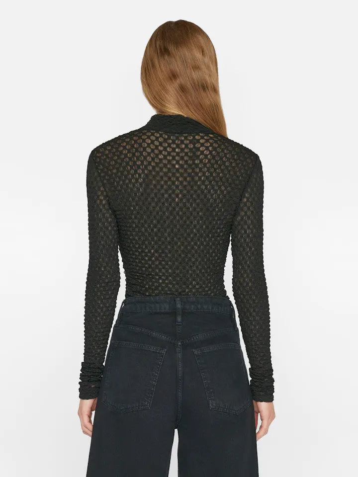 Mesh Lace Turtleneck - Noir