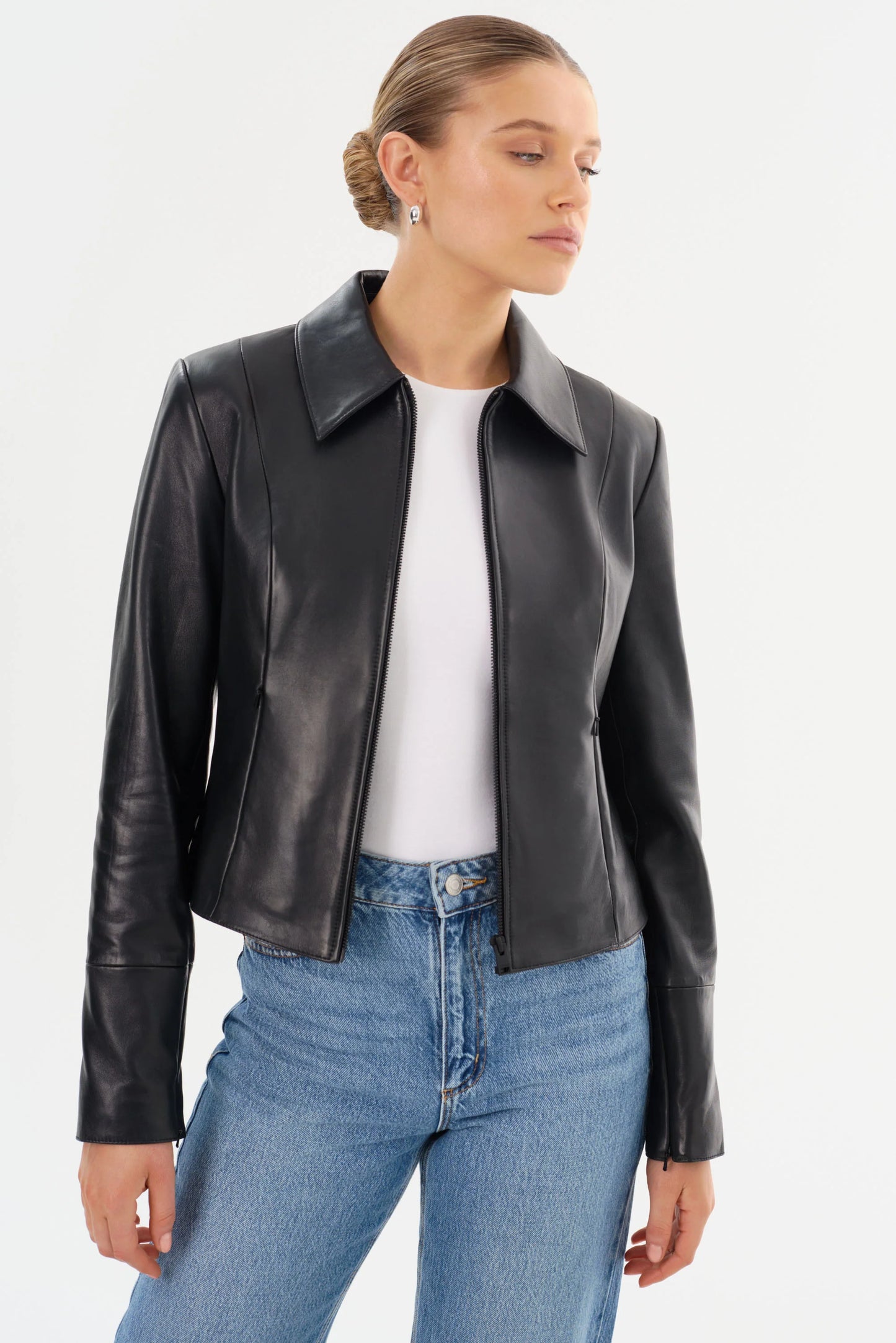 Oceana Fitted Leather Jacket - Black