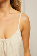 Paulette Linen Tank Top - Putty Stripe