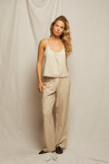 Paulette Linen Tank Top - Putty Stripe