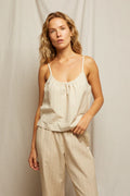 Paulette Linen Tank Top - Putty Stripe