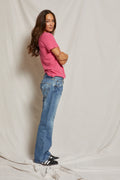 The Hendrix Lightweight Cotton Boxy V-Neck Tee - Peony