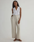 Luxe Linen Pleated Wide Leg Ankle Pant - Linen Sand