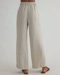 Luxe Linen Pleated Wide Leg Ankle Pant - Linen Sand