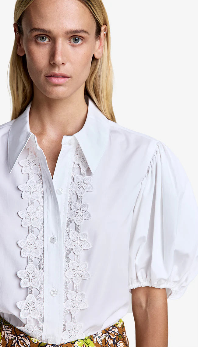 Pouf Short Sleeve Shirt - White