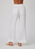 Linen Pleated Wide Leg Ankle Pant - White