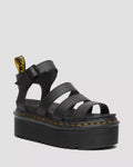 Blaire Hydro Leather Platform Strap Sandals - Black Hydro Leather
