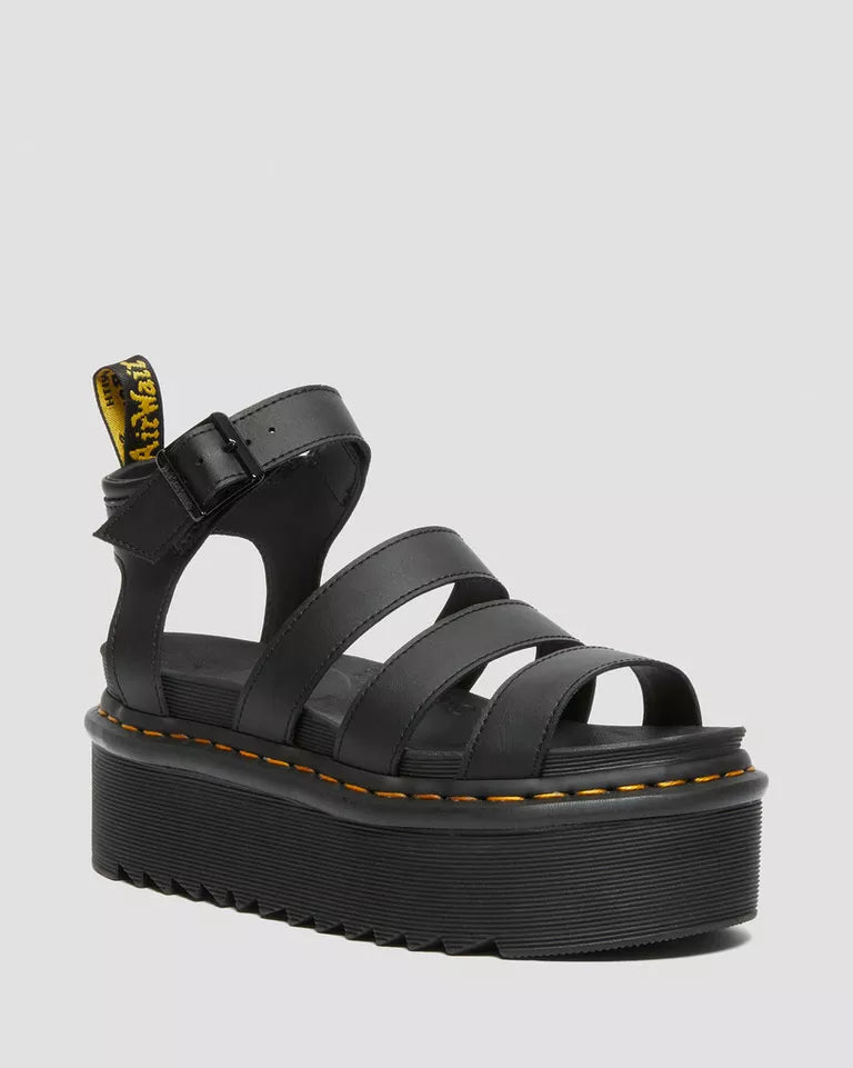 Blaire Hydro Leather Platform Strap Sandals - Black Hydro Leather