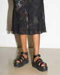 Blaire Hydro Leather Platform Strap Sandals - Black Hydro Leather