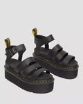Blaire Hydro Leather Platform Strap Sandals - Black Hydro Leather