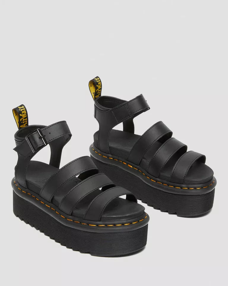 Blaire Hydro Leather Platform Strap Sandals - Black Hydro Leather