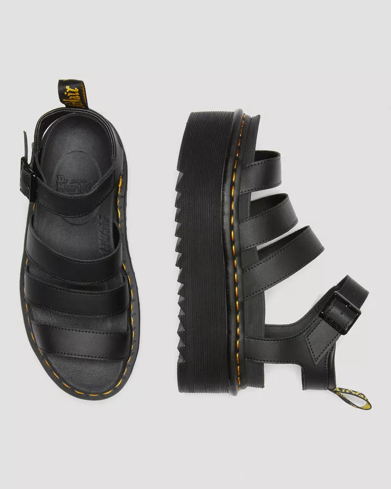 Blaire Hydro Leather Platform Strap Sandals - Black Hydro Leather