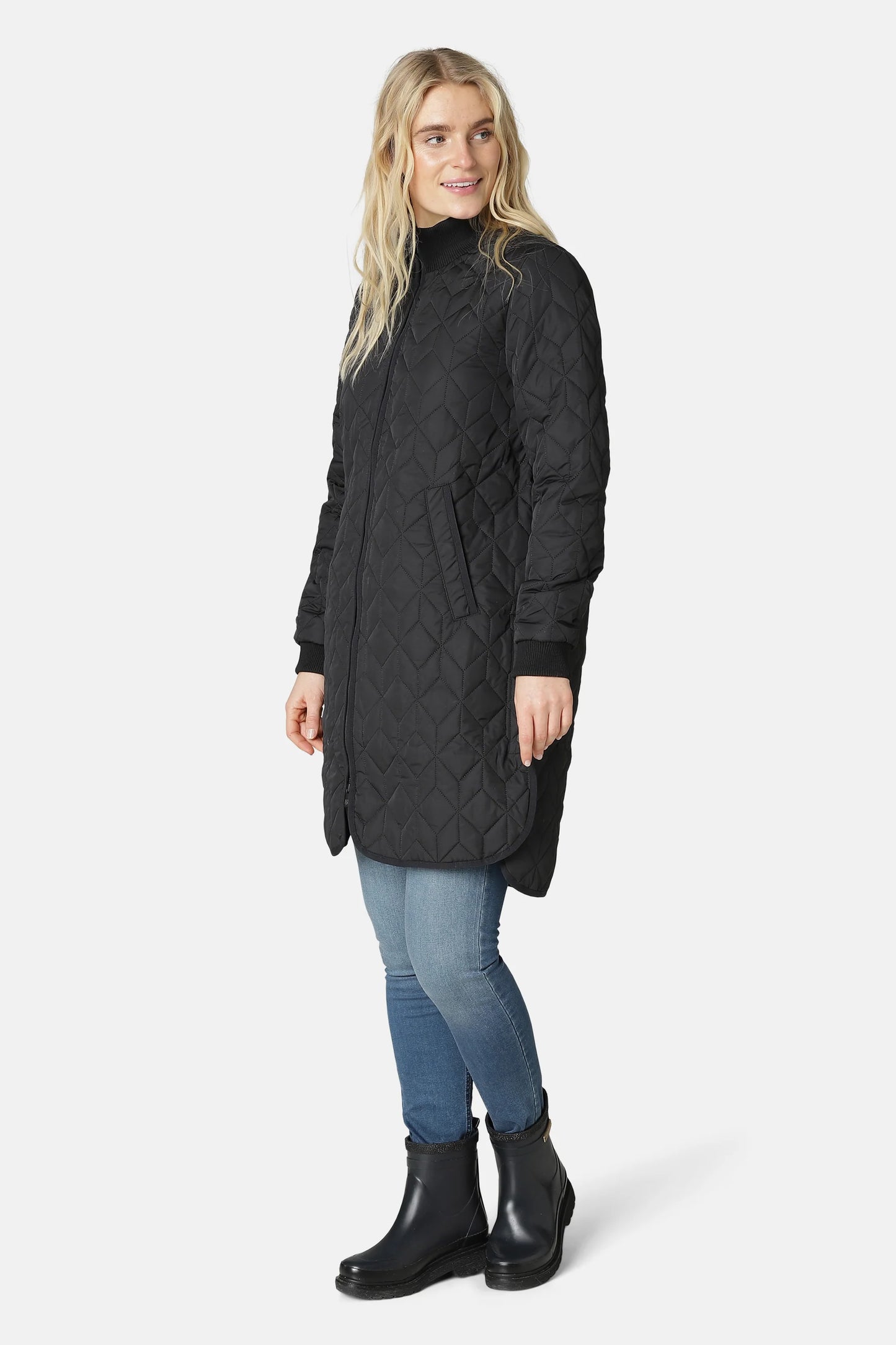 Padded Quilt Coat - Black