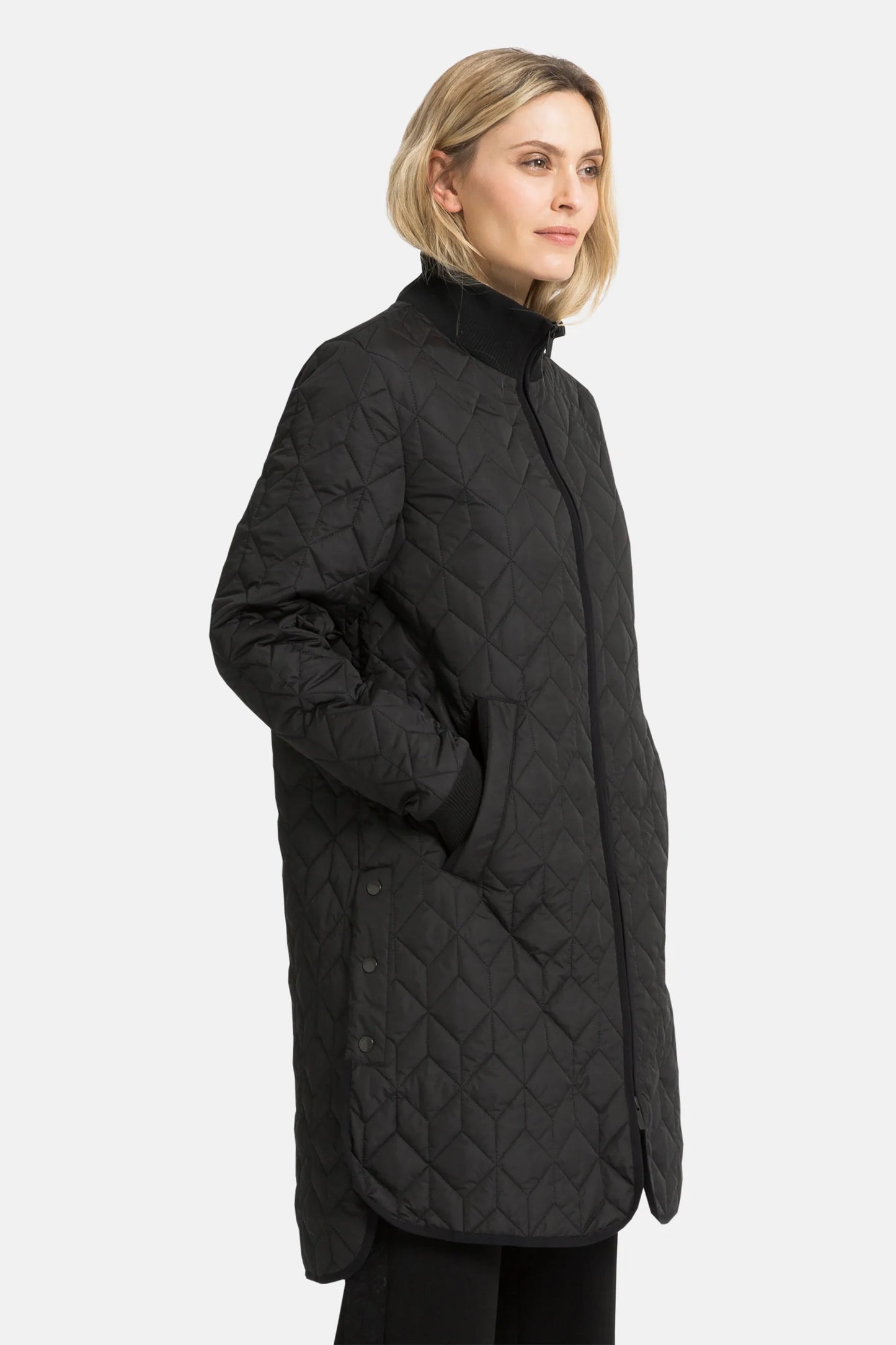 Padded Quilt Coat - Black