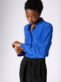 Quinne Long Sleeve Silk Shirt - Surrealist Blue