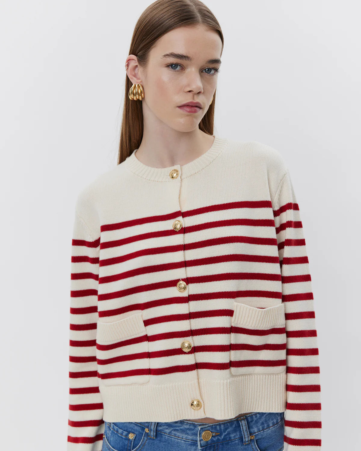 Elica Cardigan - Red Striped