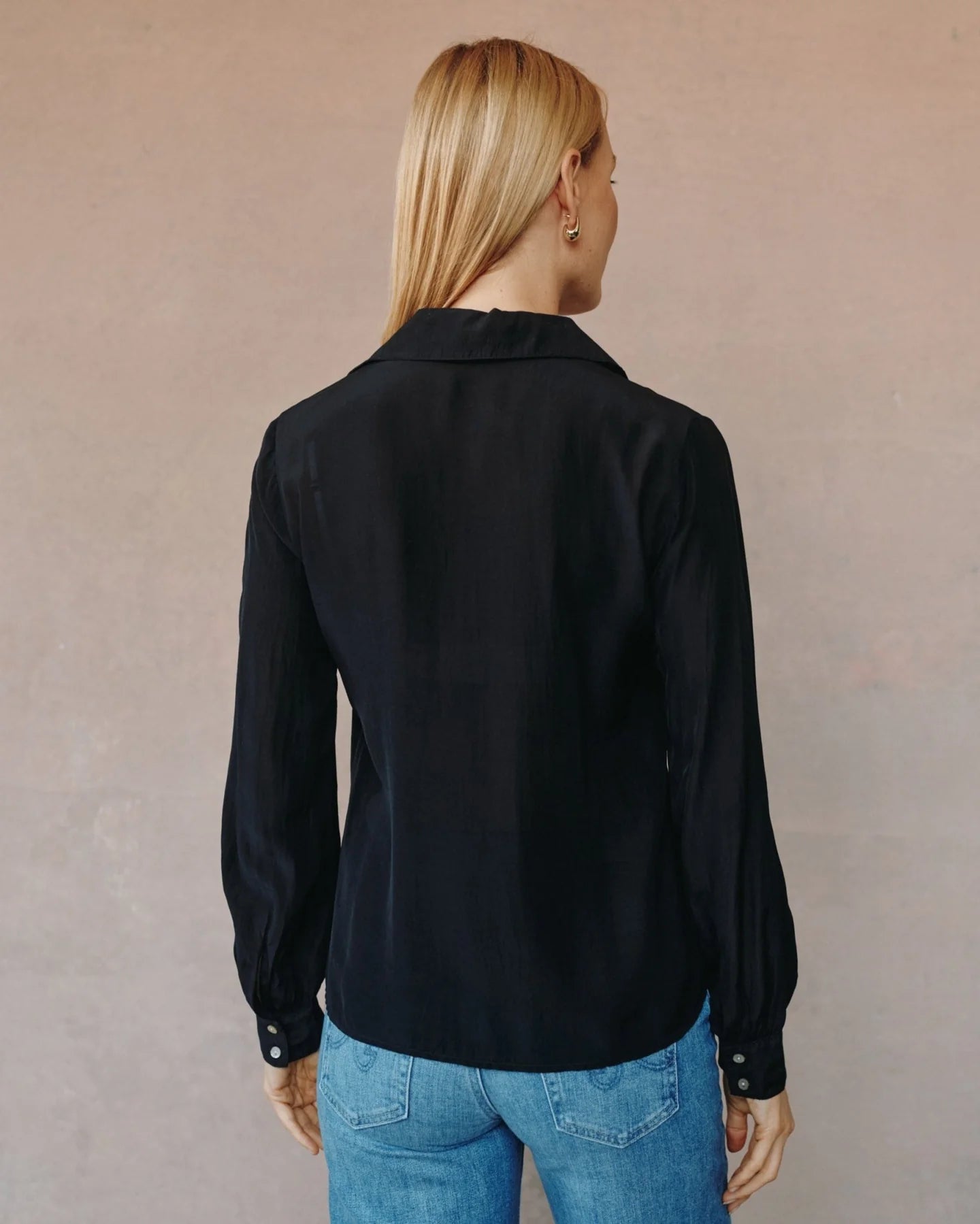 Ruffle Front Shirt - Black
