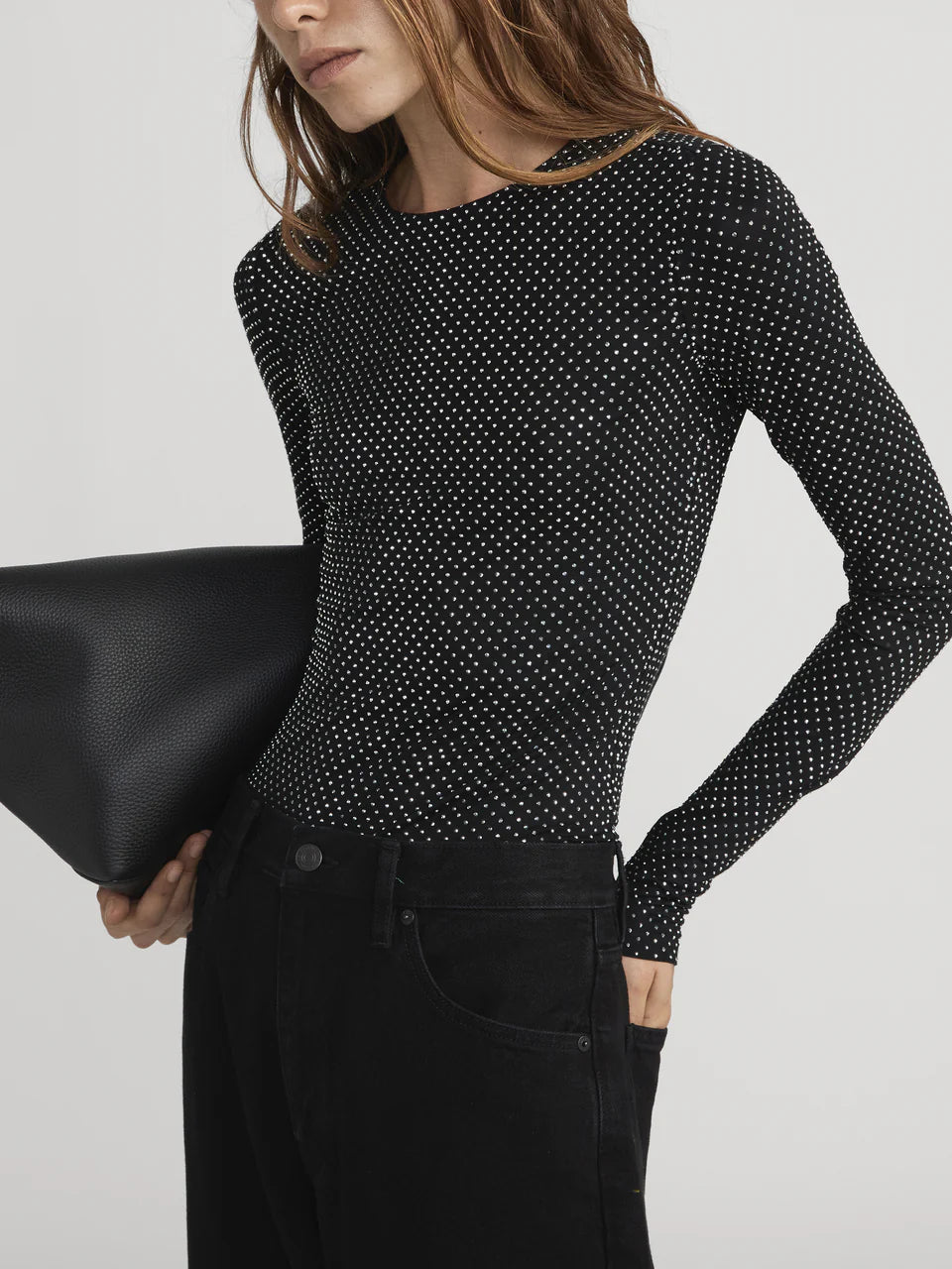 The Rhinestone Jersey Top - Black