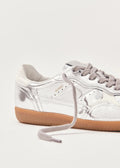 Rife Shimmer Silver Cream Leather Sneakers