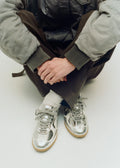 Rife Shimmer Silver Cream Leather Sneakers