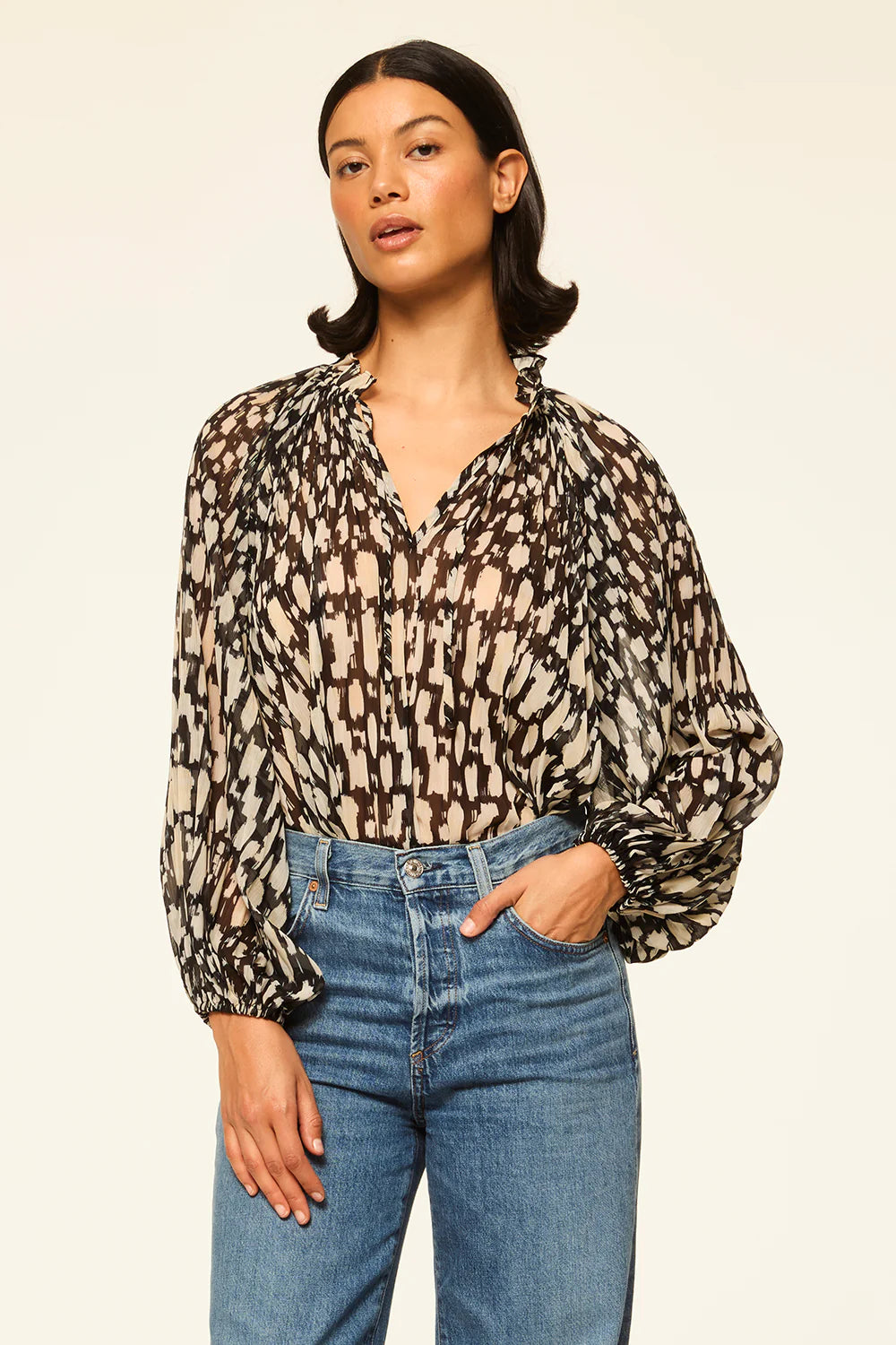 Rissa Top - Abstract Geo Chiffon