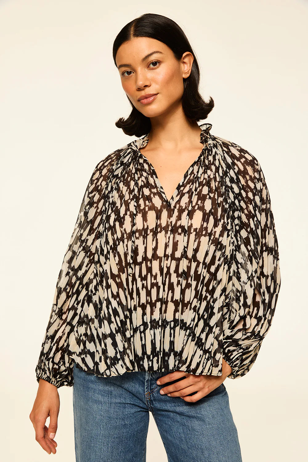 Rissa Top - Abstract Geo Chiffon