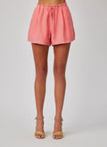 Linen Ruffle Waist Short - Camellia Coral