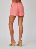 Linen Ruffle Waist Short - Camellia Coral