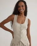 Scoop Neck Vest - Linen Sand