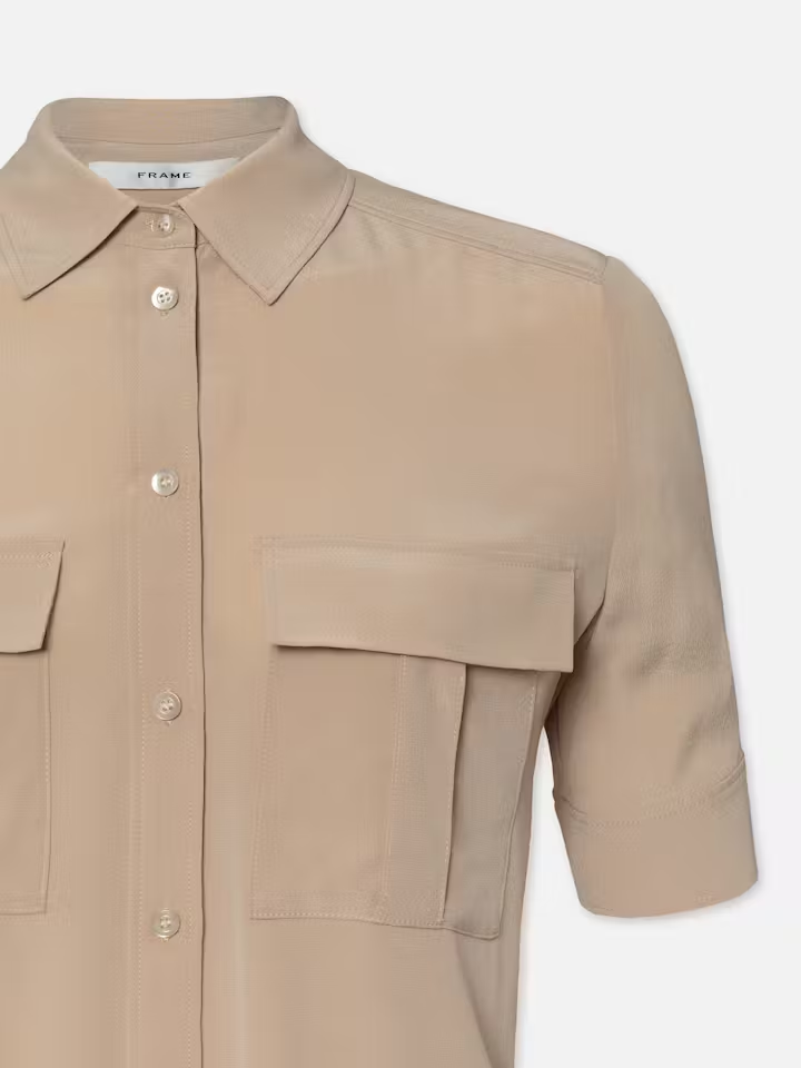 Patch Pocket Button Down Shirt - Khaki Tan