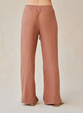 Linen Side Slit Wide Leg Pant - Terracotta Brown