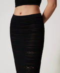 Long Punched Knit Skirt - Black