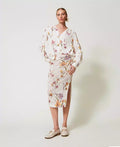 Mesh Skirt with Floral Print - Multicolour/Mother of Pearl Iris Print