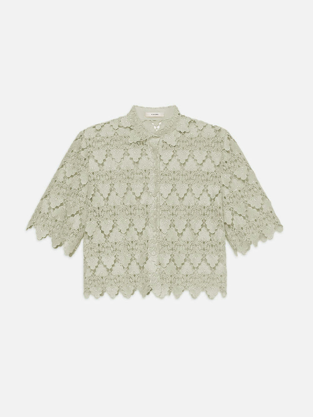 The Lace Button Up Shirt - Soft Mint
