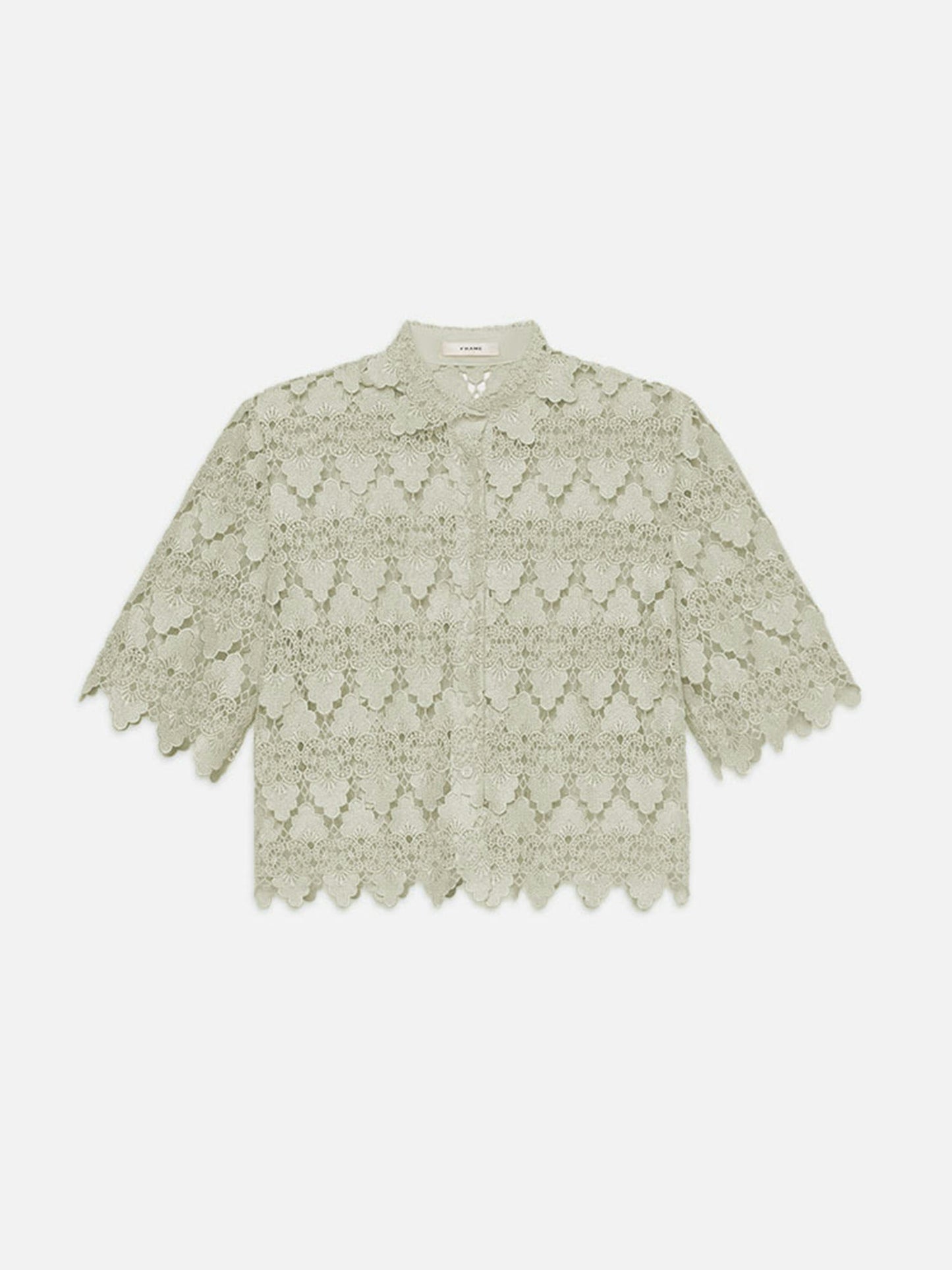 The Lace Button Up Shirt - Soft Mint