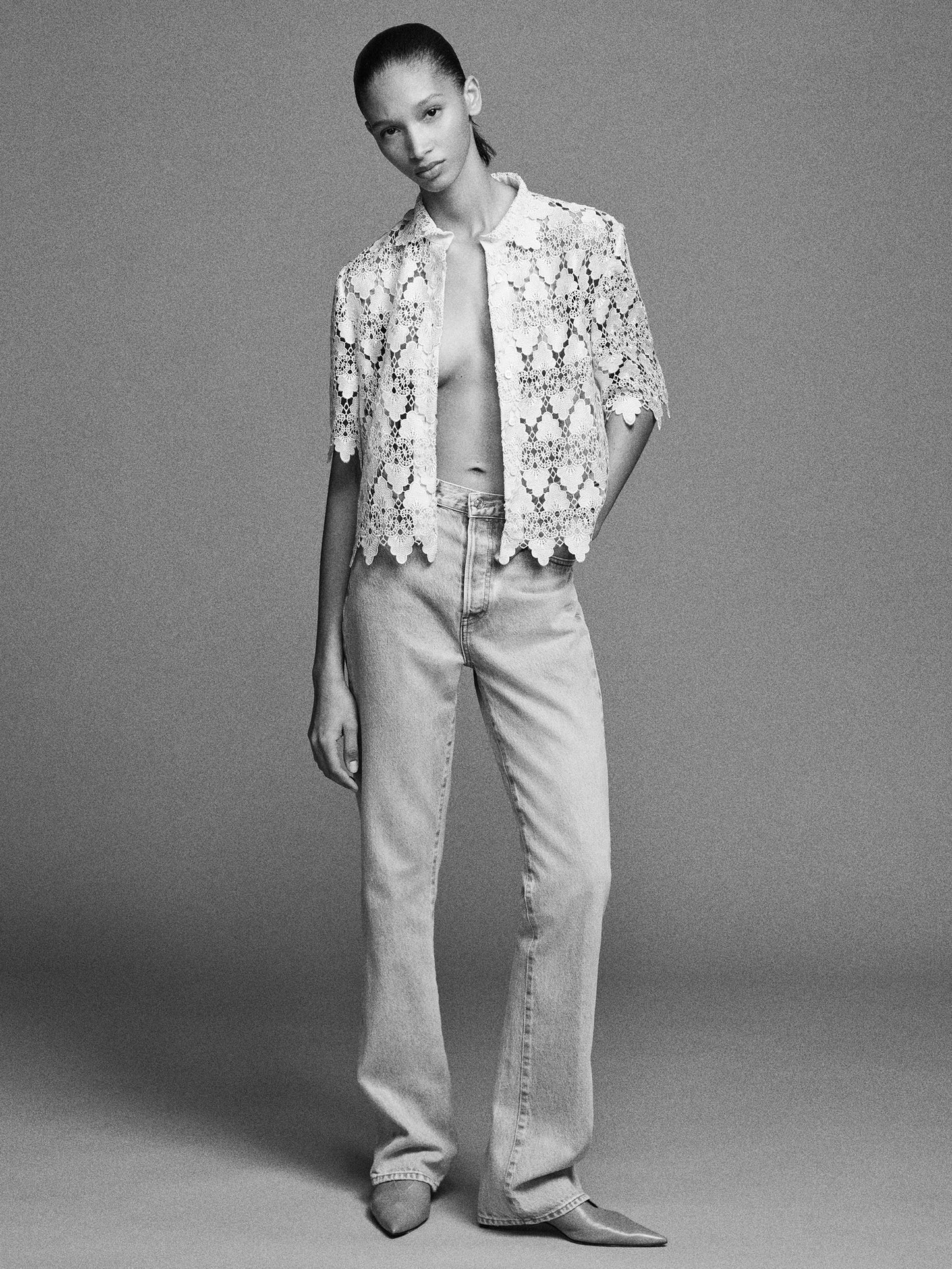 The Lace Button Up Shirt - Soft Mint