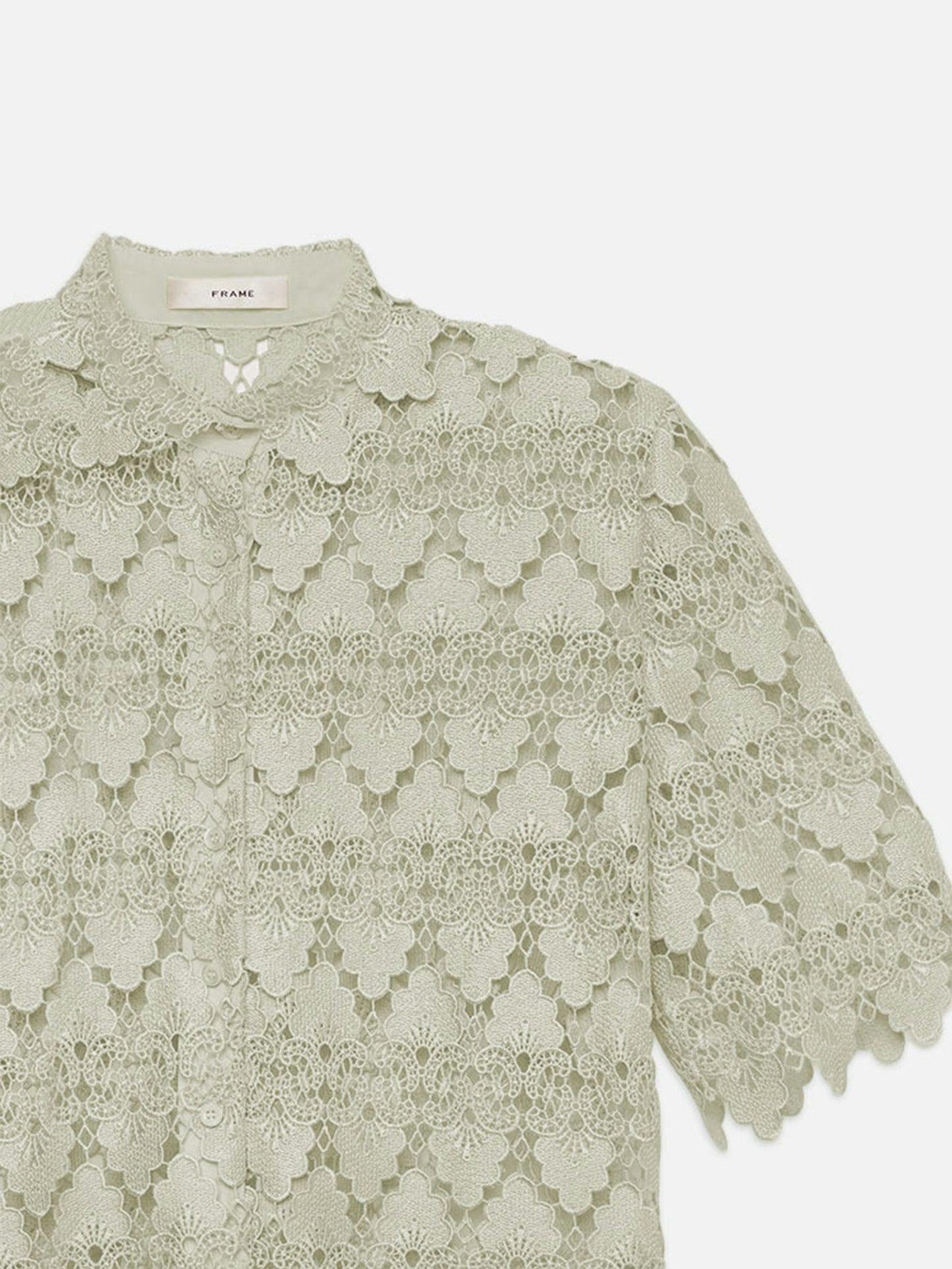 The Lace Button Up Shirt - Soft Mint