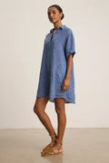 Stella Linen Dress - Indigo